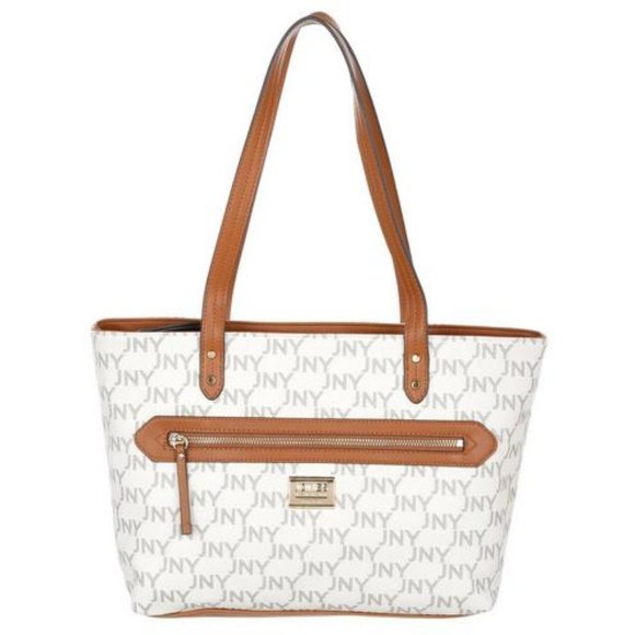 Jones NY Handbags - Jones NY Clara Signature Logo Tote White